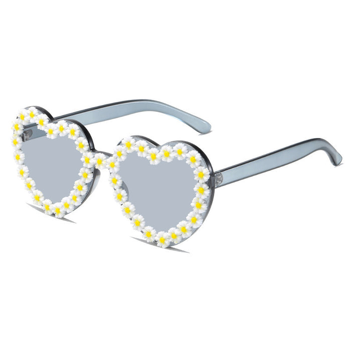 Gafas de sol HD en forma de jóvenes al por mayor creación de gafas de sol en forma de corazón JDC-SG-HongW007