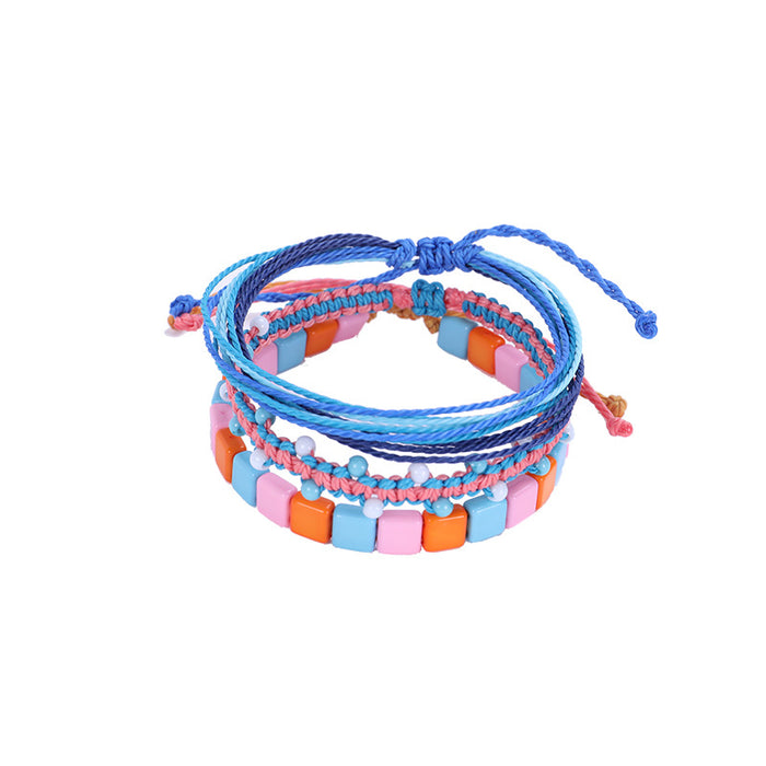 Wholesale Hand Braided Acrylic Colorful Rope Braids Multilayer Bracelet JDC-BT-ZengZ024