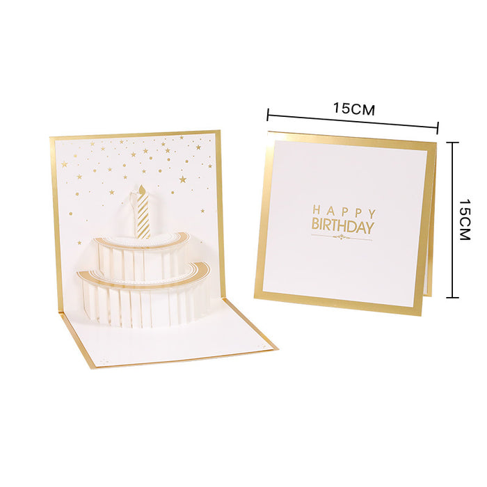 Wholesale Greeting Cards Birthday Greeting Cards Bronzing Cake Handmade Three-dimensional Hollow JDC-GC-LiD004