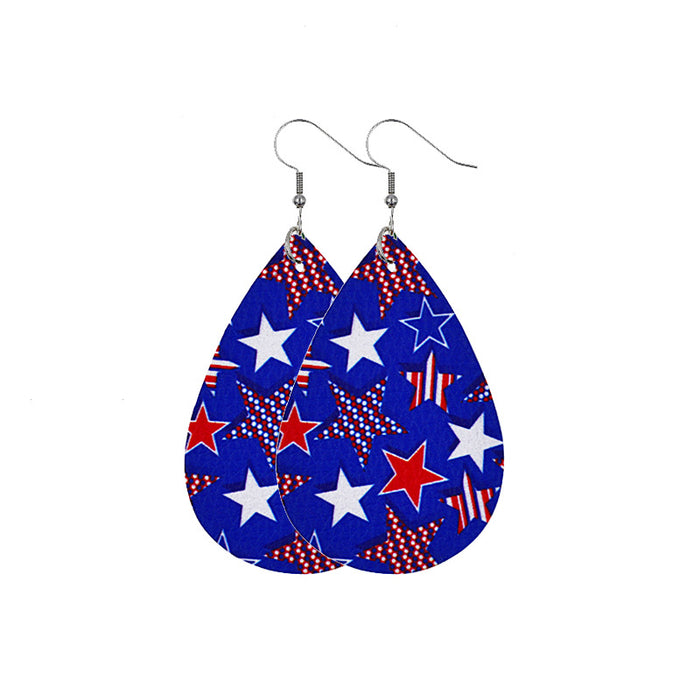 Wholesale 4th of July Independence Day Leather Earrings Flag Double Sided Printed Leather JDC-ES-Chengy021
