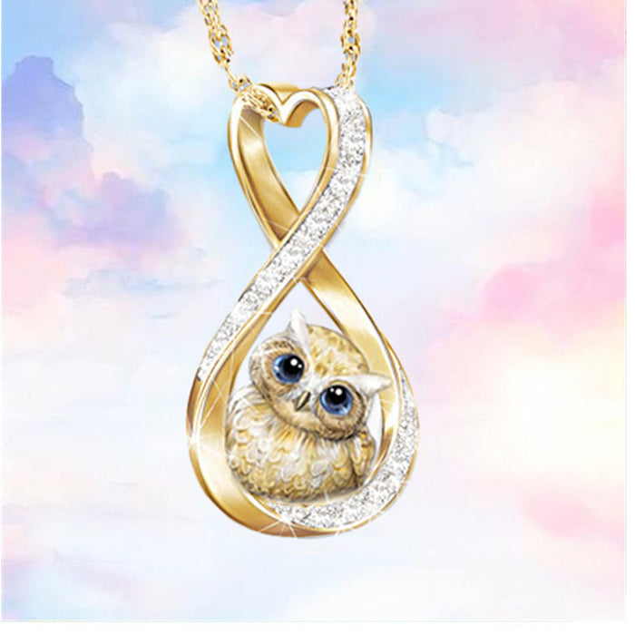 Wholesale Alloy Diamond Owl Necklace MOQ≥2 JDC-NE-ZiB026