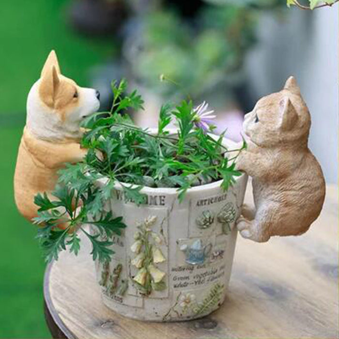 Wholesale Ornament Resin Crafts Cat Corgi Rabbit Hanging Basin Small Animals MOQ≥2 JDC-OS-HongYu003