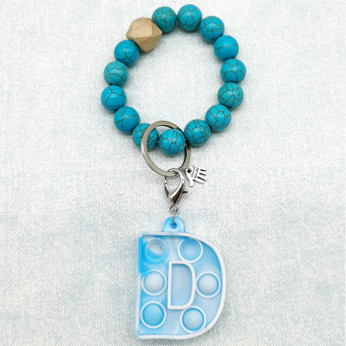 Wholesale Decompressed Letter Silicone Beaded Wristlet Keychain JDC-KC-DY018