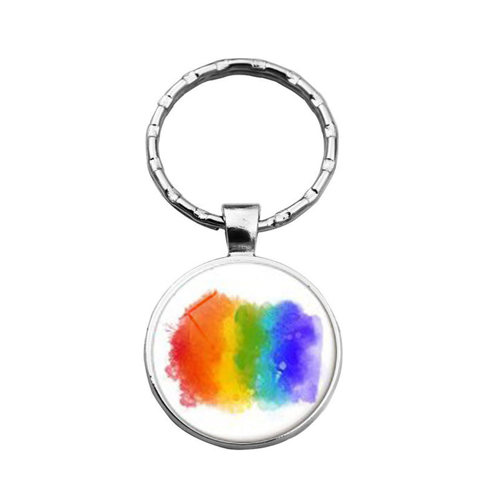 Wholesale LGBT Pride Day Alloy Glass Gemstone Keychain JDC-KC-XuS020