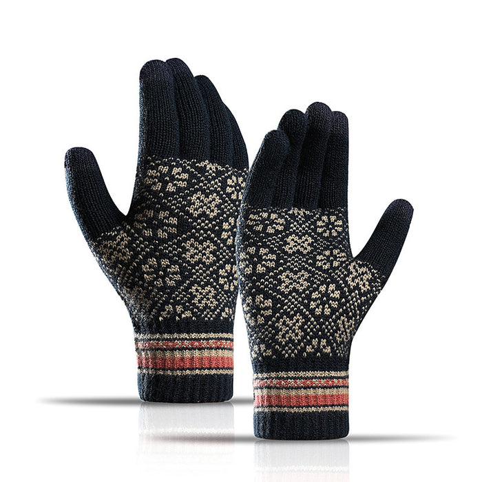Wholesale Gloves Acrylic Thickened Jacquard Knit Warm Touch Screen JDC-GS-HaiL010