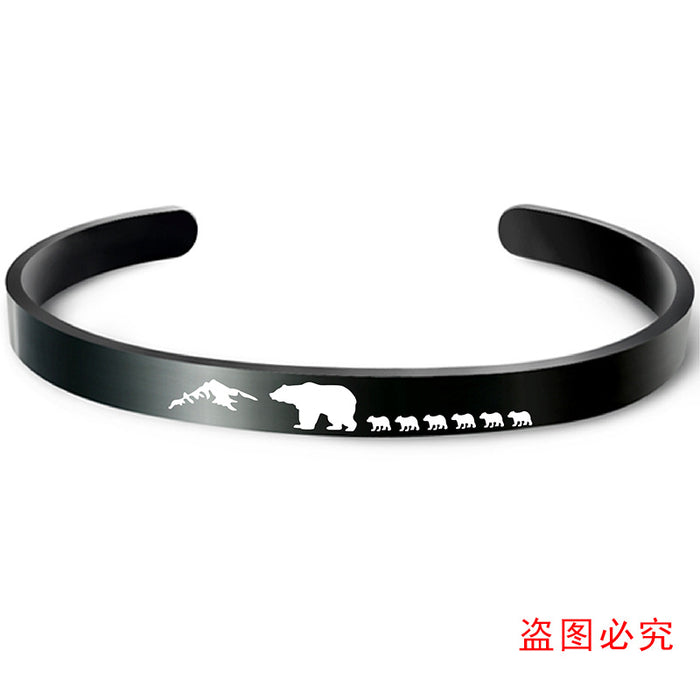 Jewelry WholesaleWholesale black stainless steel bear father's Day gift Bracelet MOQ≥2 JDC-BT-ganggu009 Bracelet 钢古 %variant_option1% %variant_option2% %variant_option3%  Factory Price JoyasDeChina Joyas De China