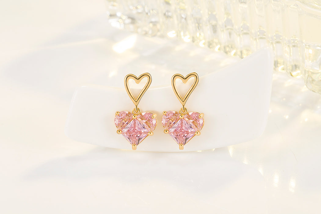 Wholesale Earrings Copper Diamond Heart Zircon JDC-ES-XGS002