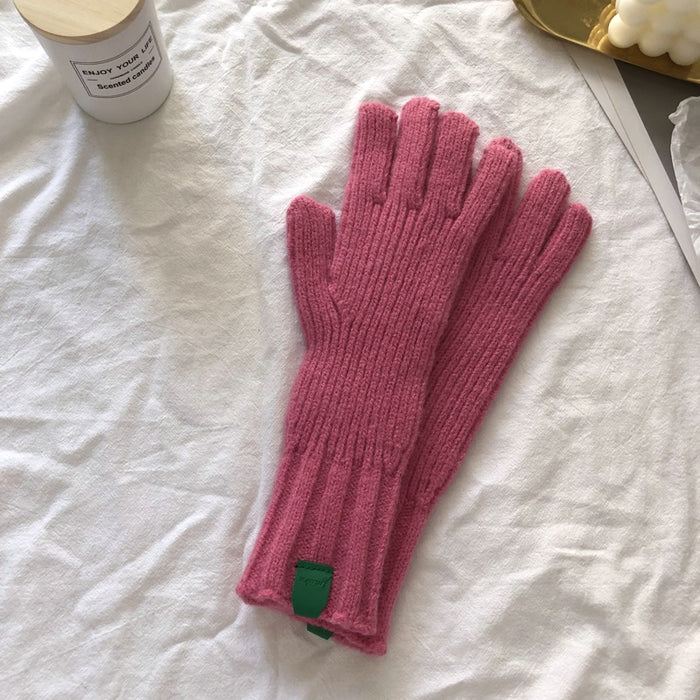 Wholesale Gloves Acrylic Warm Solid Color Knit Touchscreen JDC-GS-YanD006