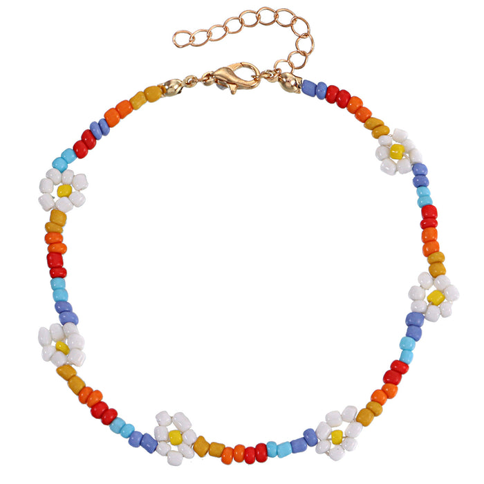 Color al por mayor Handmade Beads Flower Anklet JDC-AS-ZW022