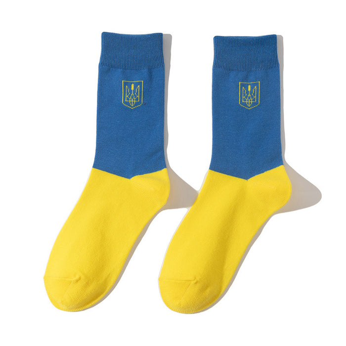wholesale socks cotton ukrainian flag socks MOQ≥10 JDC-SK-HuiHe028