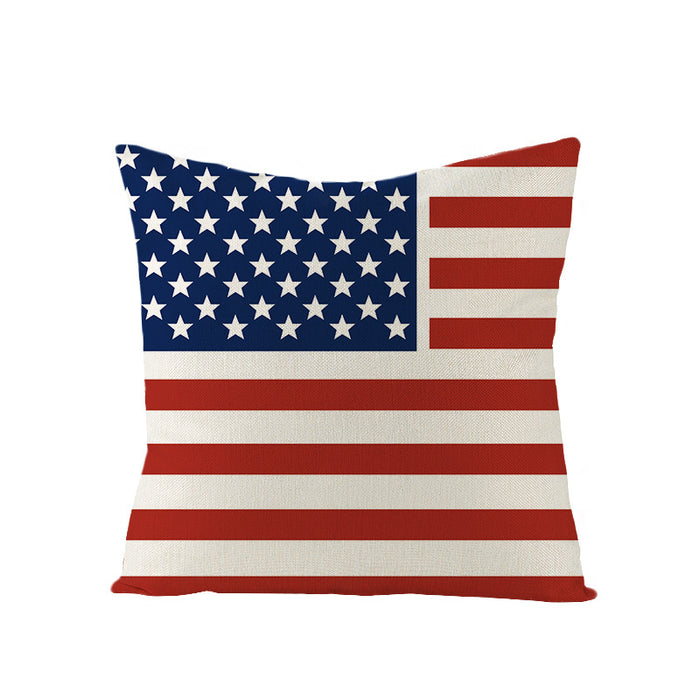 Wholesale 4th of July Linen Independence Day Pillowcase Homeware Red Blue Letter Cover MOQ≥2 JDC-PW-Jinze003