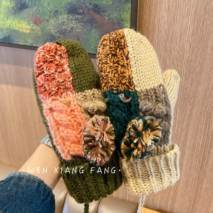 Wholesale Gloves Knitted Thick Wool Plus Velvet Warm Mittens JDC-GS-YuNuo009