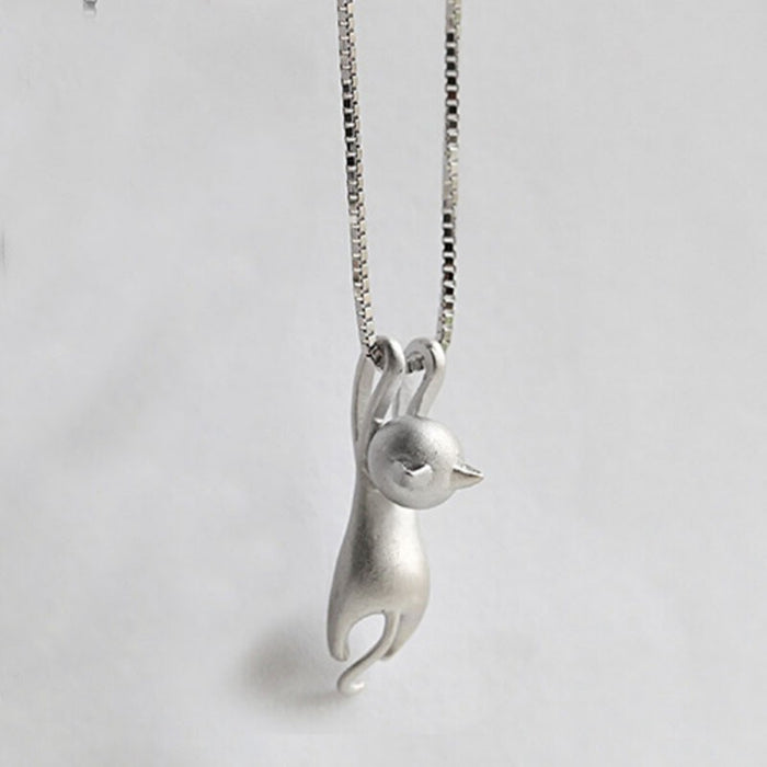 Wholesale Necklace Frosted Surface Solid Stereo Cute Cat Pendant MOQ≥2 JDC-NE-RuiP001
