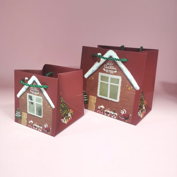 Wholesale Gift Bag Kraft Paper Christmas Small House Window Portable Gift Bag MOQ≥12 JDC-GB-Ganrui020