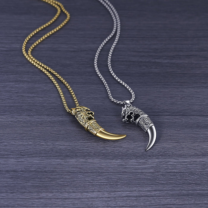 Wholesale Titanium Steel Father's Day Gift Wolf Tooth Men's Necklace JDC-NE-shengshuo005