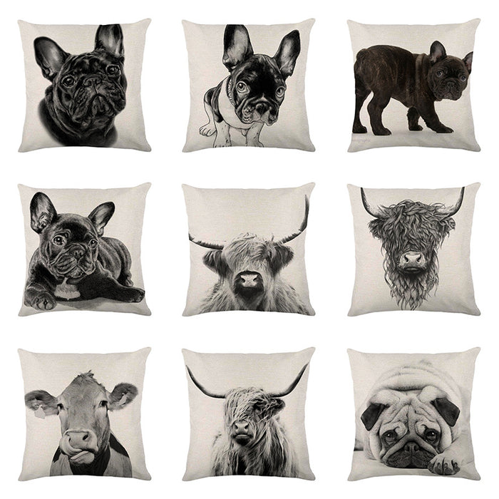 Wholesale Cute French Bull Animal Series Linen Pillowcase JDC-PW-Beilan002