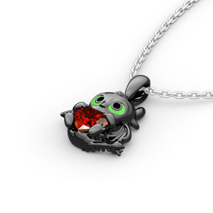 Wholesale Necklace Alloy Mini Cartoon Dragon Hug Heart Pendant MOQ≥2 JDC-NE-LingY005