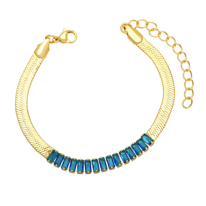 Wholesale Bracelet Copper Plated 18K Gold Zircon Colored Snake Bone Chain JDC-PREMAS-BT-021