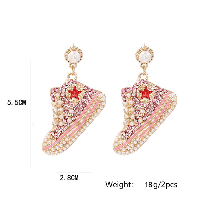 Pendientes al por mayor Diamantes de aleación lindas chicas rosas zapatos casuales jdc-es-jj362