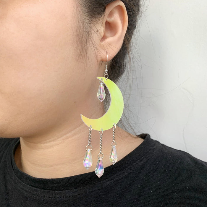 Wholesale Acrylic Colorful Crescent Drop Earrings MOQ≥2 JDC-ES-XUEP043