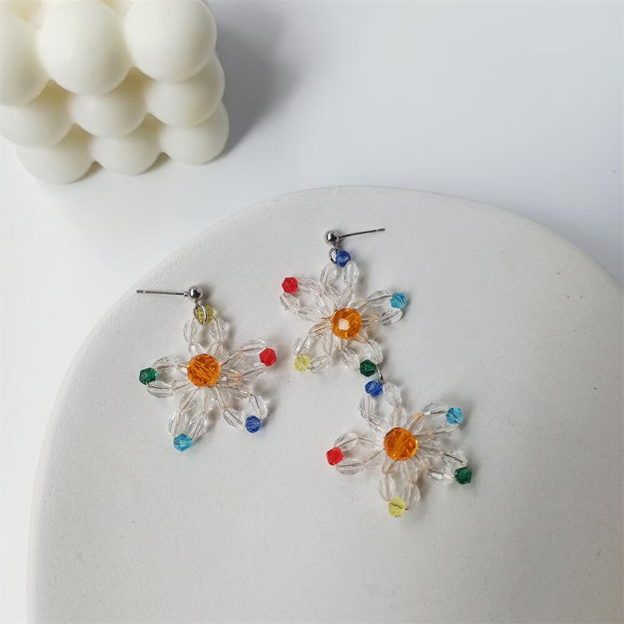 Jewelry WholesaleWholesale color crystal millet beads woven flowers S925 silver needle earrings JDC-ES-FX014 Earrings 繁瑆 %variant_option1% %variant_option2% %variant_option3%  Factory Price JoyasDeChina Joyas De China