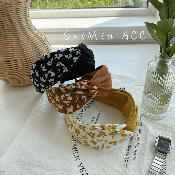 Wholesale Headbands Cloth Leaves Color Matching Cross Floral JDC-HD-Suim005