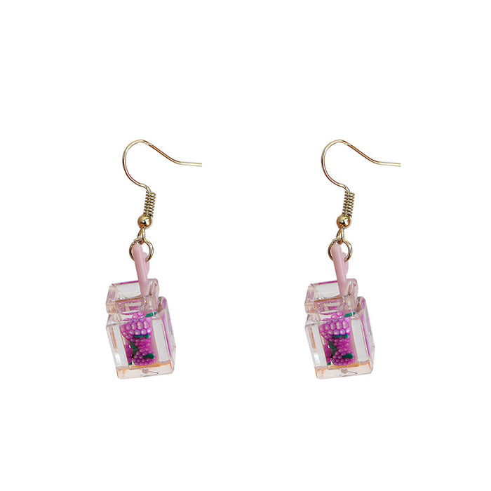 Wholesale Earrings Acrylic Fruit Cup Drink Bottle Earrings JDC-ES-Xienuo014