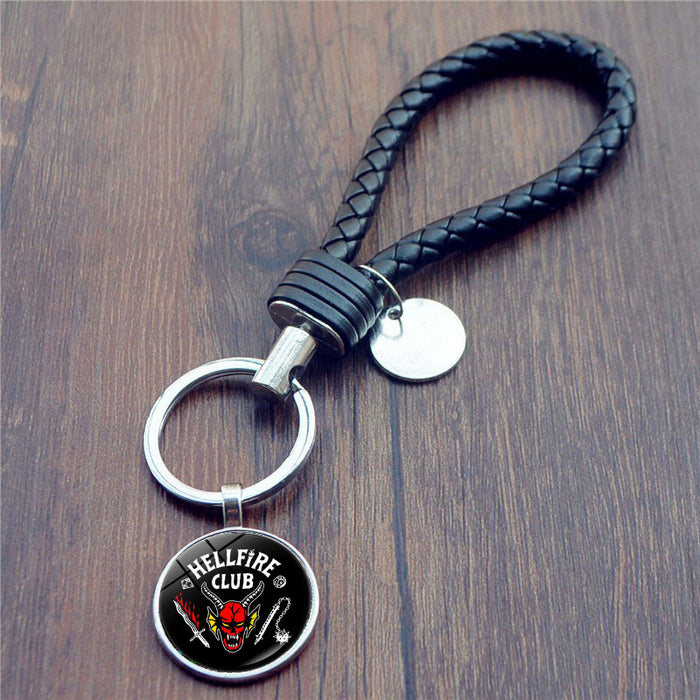 Wholesale Keychain Alloy Hand Woven Leather Cord Keyring JDC-KC-JiaY006