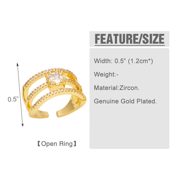 Wholesale Ring Copper Plated 18K Gold Zircon Color Adjustable JDC-PREMAS-RS-013