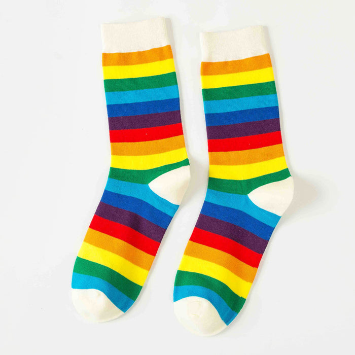 Wholesale Sock Cotton Rainbow Breathable Sweat Absorb MOQ≥3 JDC-SK-YWCX003