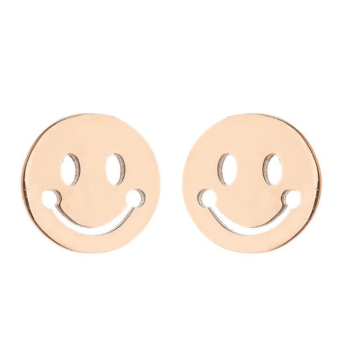 Wholesale Earrings Titanium Steel Cute Cartoon Smiley Stud Earrings JDC-ES-JS012