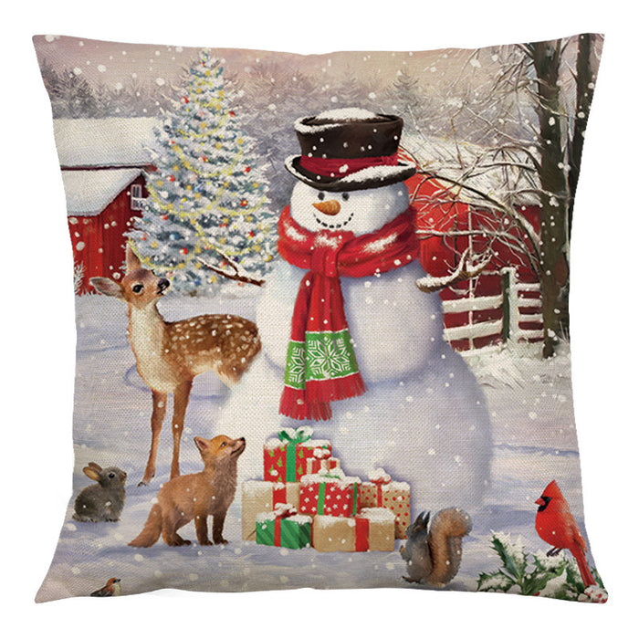 Wholesale Christmas Vintage Printed Linen Pillowcase MOQ≥2 JDC-PW-Aisha007