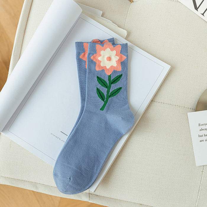 Wholesale summer three-dimensional flower mid-tube socks JDC-SK-XiuJi002