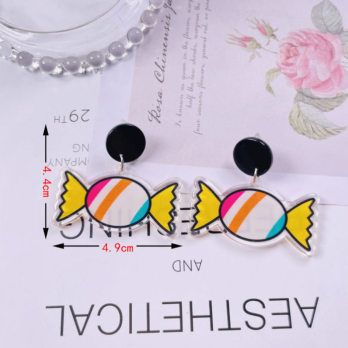 Wholesale acrylic fun graffiti transparent ice cream earrings MOQ≥2 JDC-ES-jiayi005