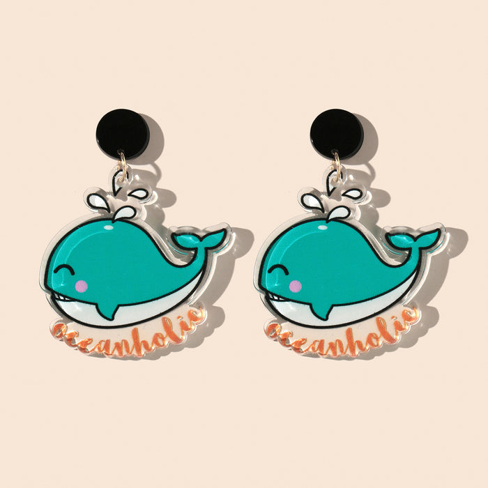 Wholesale acrylic whale earrings MOQ≥2 JDC-ES-ganl030