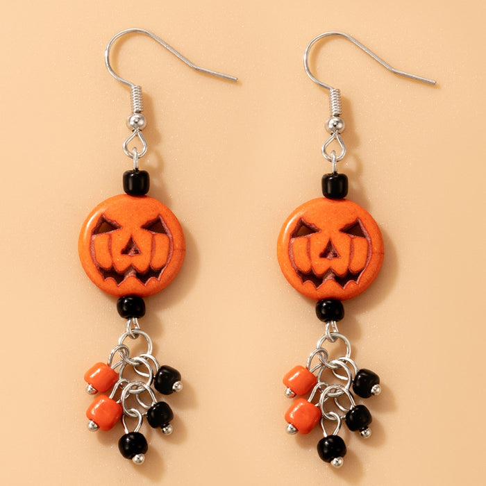 Wholesale Earring Alloy Halloween Skull Color Rice Bead Bracelet Earrings JDC-ES-MOM018