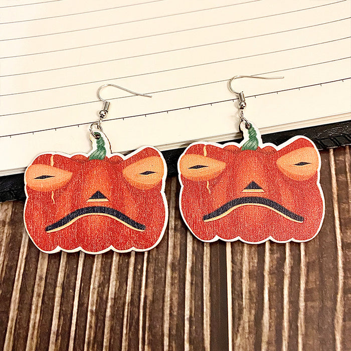 Wholesale earring wood halloween wood print 2 pairs JDC-ES-qunyi012