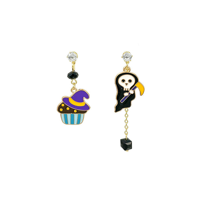 Wholesale Earrings Alloy Halloween Asymmetric Pumpkin Ghosts JDC-ES-MDD050