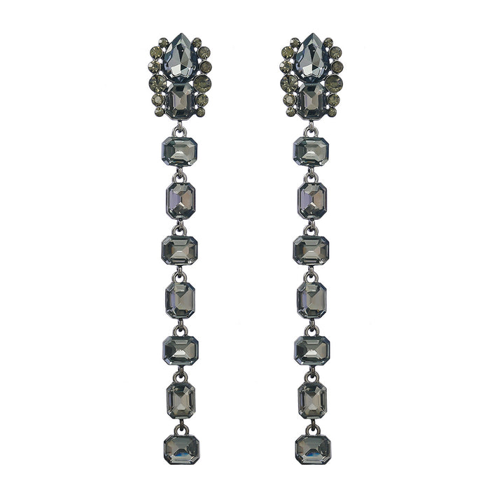 Wholesale Geometric Shape Glass Diamond Long Earrings Alloy Rhinestone Glass Drill JDC-ES-JL1081