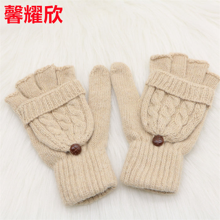 Wholesale Gloves Wool Twist Knit Gloves Half Finger Flip Cover JDC-GS-YaoX001
