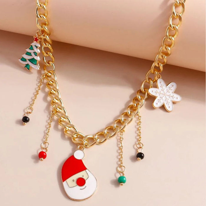 Wholesale Necklace Alloy Christmas Tree Santa Snowflake MOQ≥3 JDC-NE-YuanY002