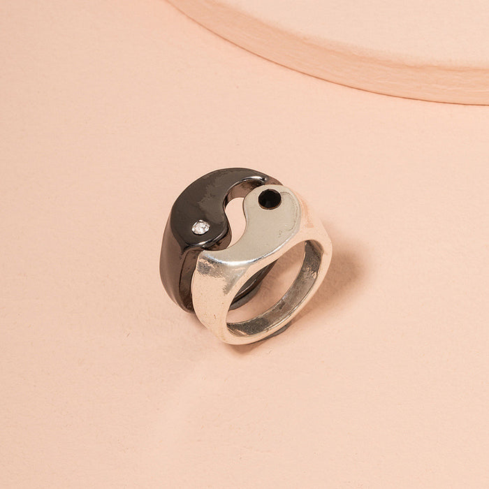 Wholesale Ring Alloy Diamond Yin Yang Eight Diagrams Couple Ring JDC-RS-JLD001