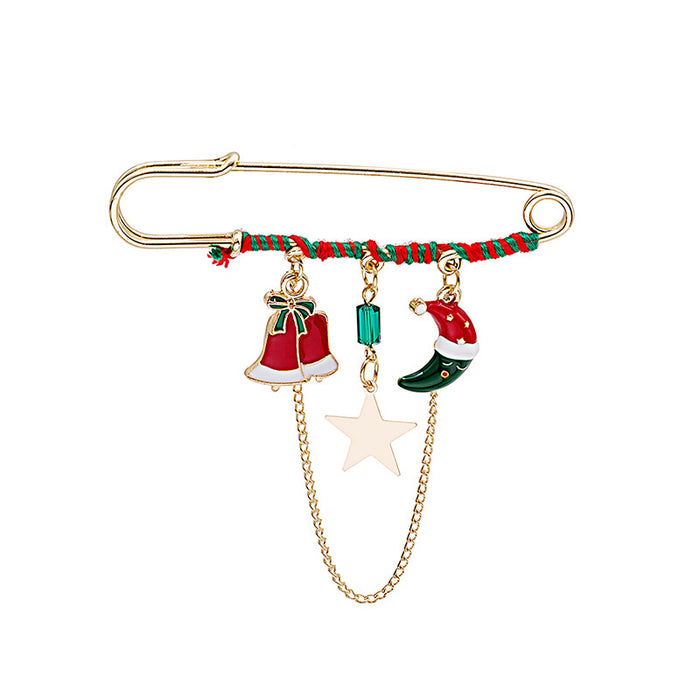 Wholesale Brooch Alloy Christmas Santa Claus Snowman Garland Diamond Collar Pin JDC-BC-MDD007