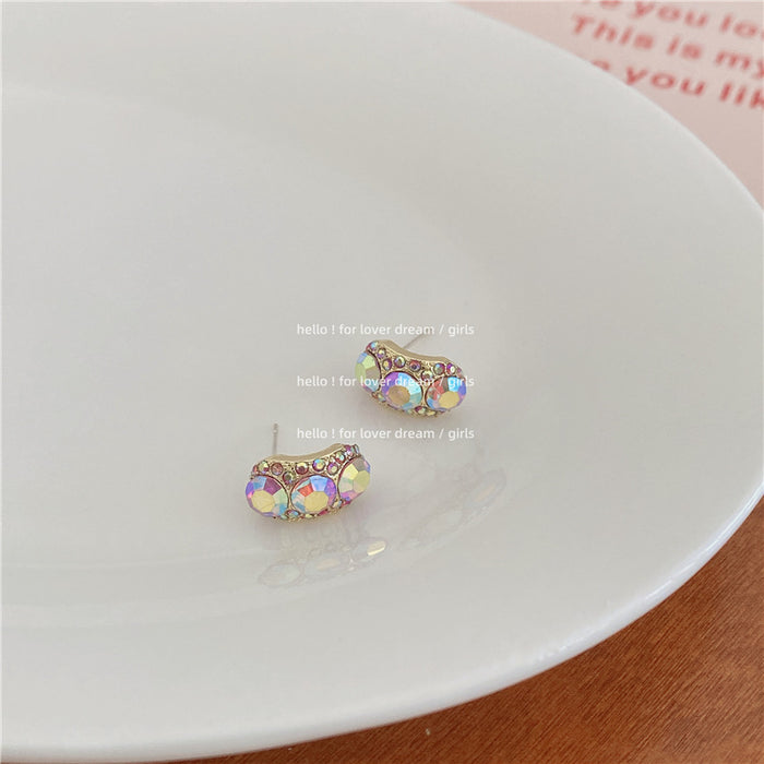 Wholesale pink purple rhinestone earrings girly style JDC-ES-Lfm010