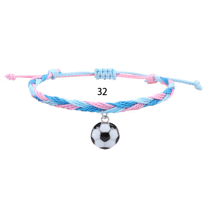 Wholesale Bracelet Alloy Wax Thread Hand Woven Football MOQ≥2 JDC-BT-YIYe037