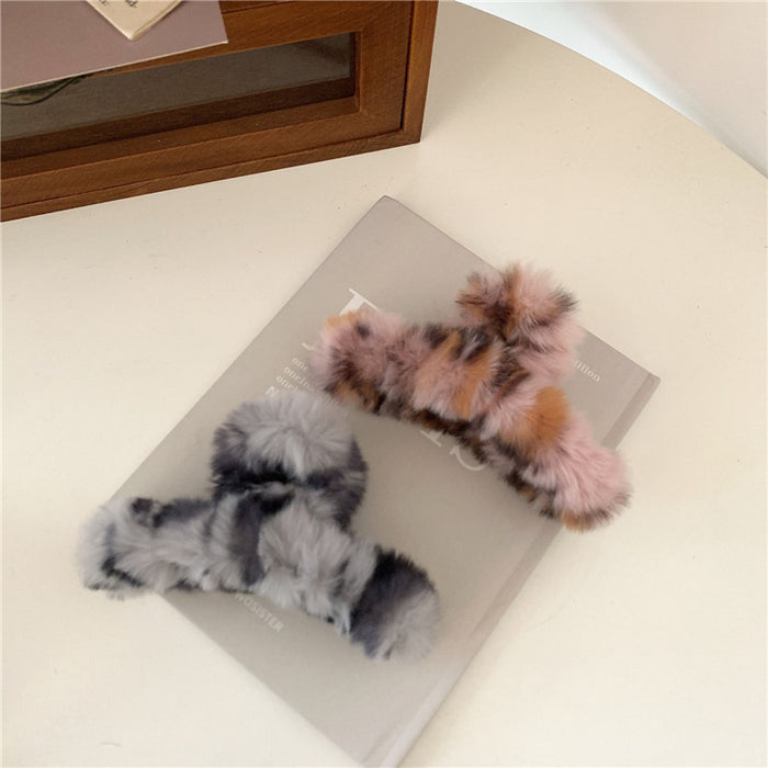 Wholesale Hair Clip Plush Soft Waxy Leopard Print JDC-HC-FengT003