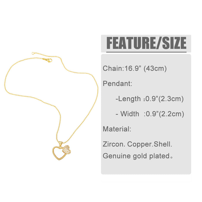 Wholesale Necklace Copper Plated 18K Gold Zircon Shell Heart Shape JDC-PREMAS-NE-020