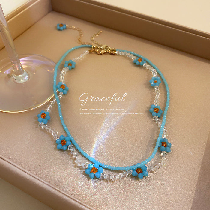 Wholesale Sweet Crystal Flower Necklace JDC-NE-BY075