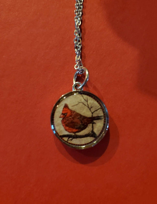 Wholesale Necklace Alloy Glass Piece Red Bird Time Stone Pendant Sweater Chain MOQ≥2 JDC-NE-TingYue001