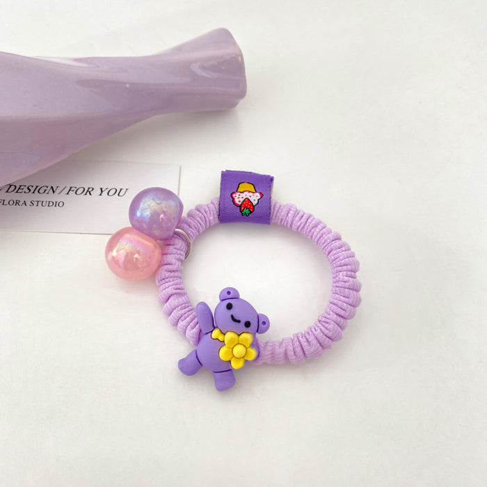 Wholesale hair rope acrylic children's purple bear flowers JDC-HS-ShangZe002